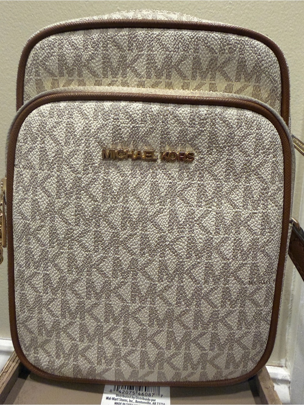 MICHAEL KORS Medium Flight Bag Vanilla Signature Crossbody Chain MK Logo - Picture 4 of 11